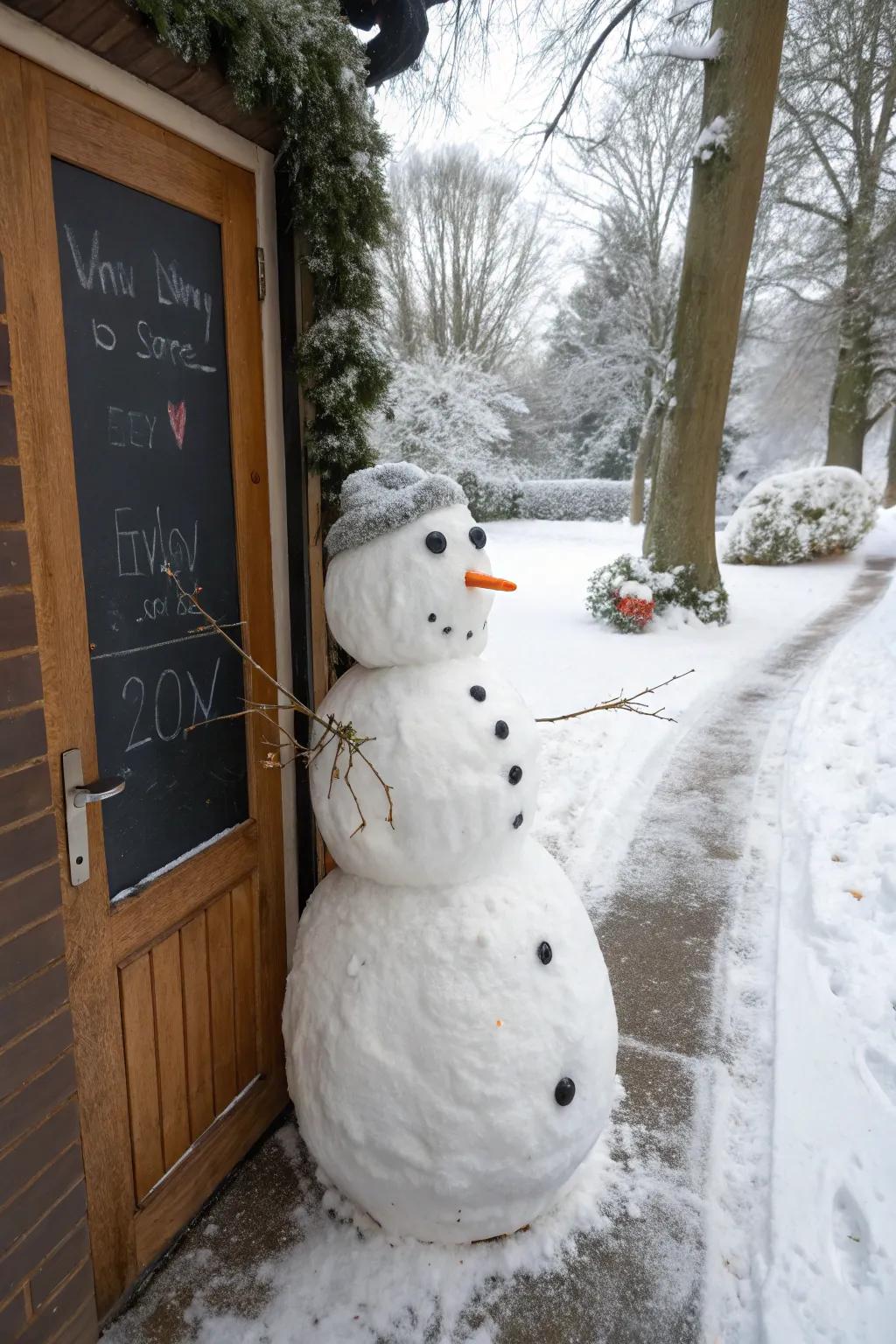 An interactive snowman enables guests to leave cheerful messages.