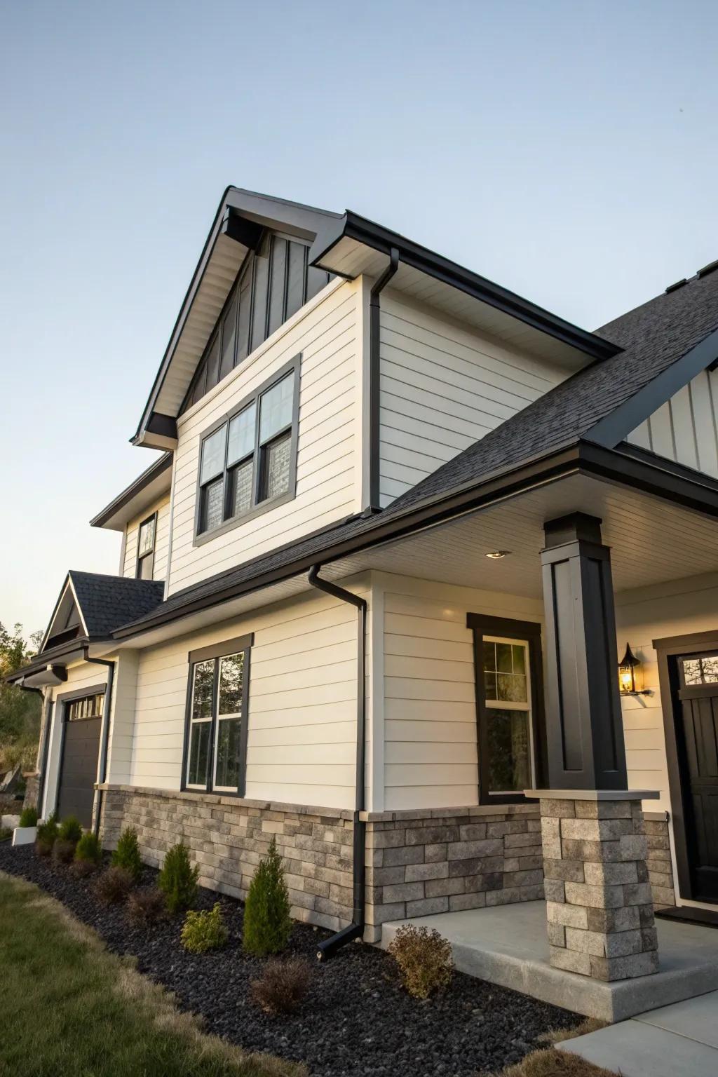Coal and cream create a sophisticated, elegant exterior.