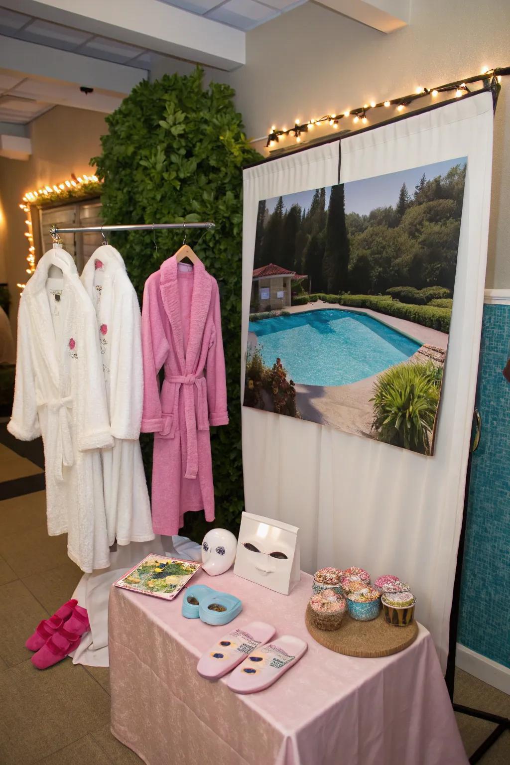 A snap station captures fun memories of your spa sleepover.