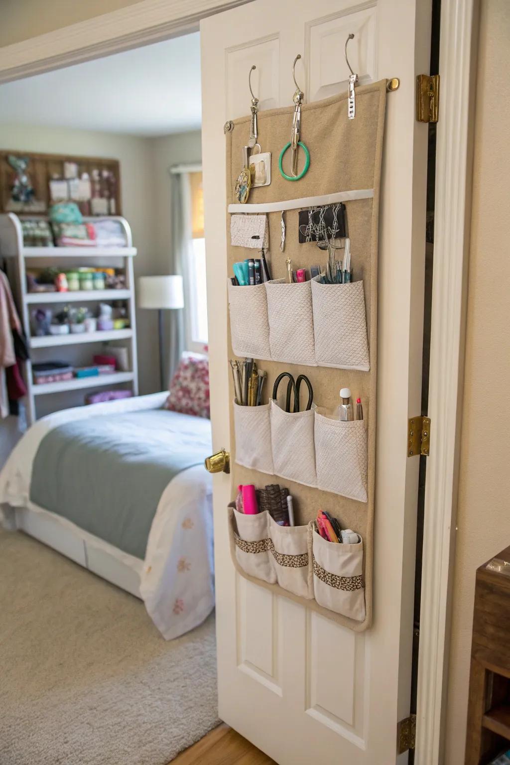 The door backside can offer surprisingly effective storage options.