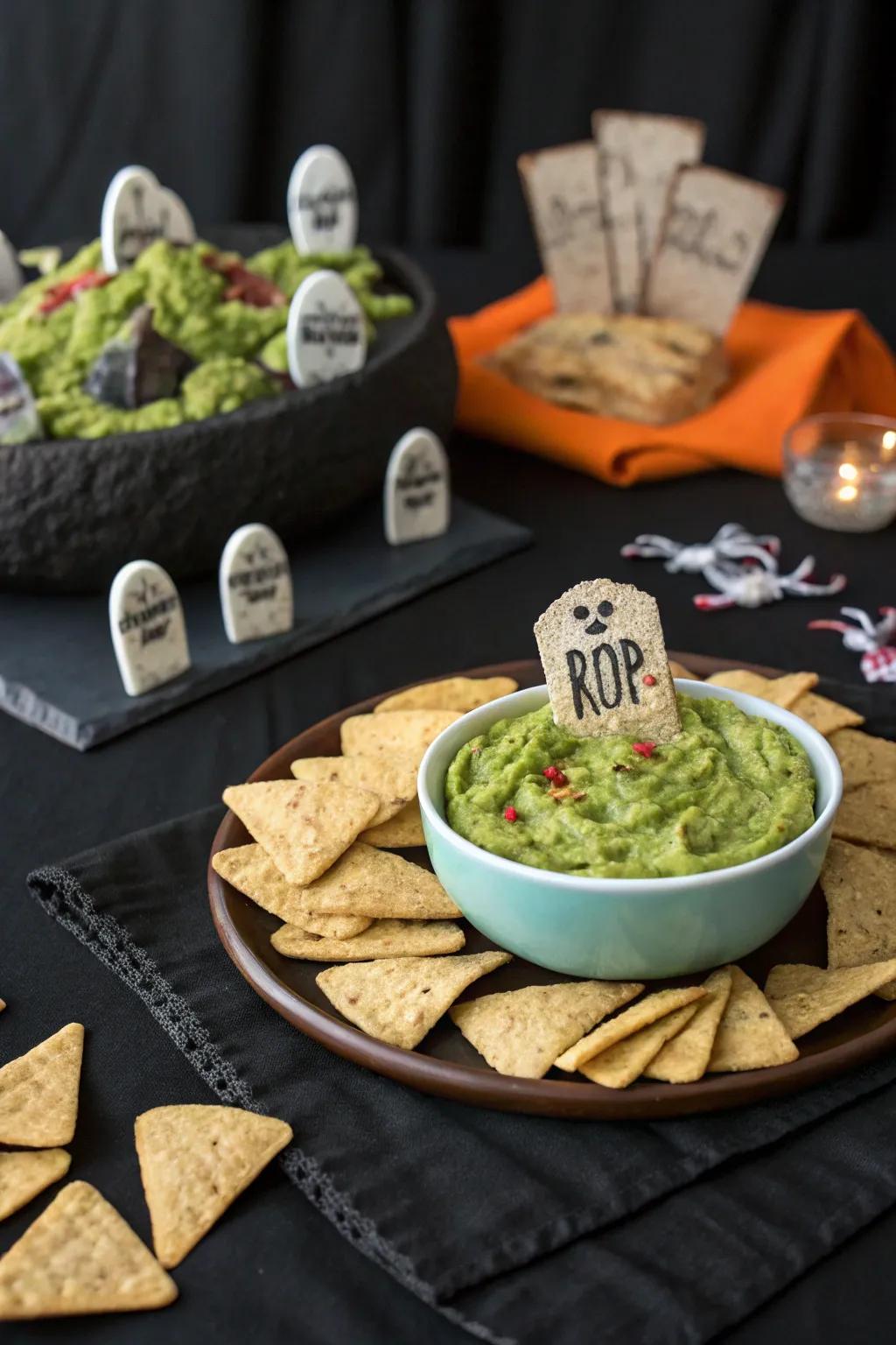 Graveyard dip turning snack time into a spooky event.