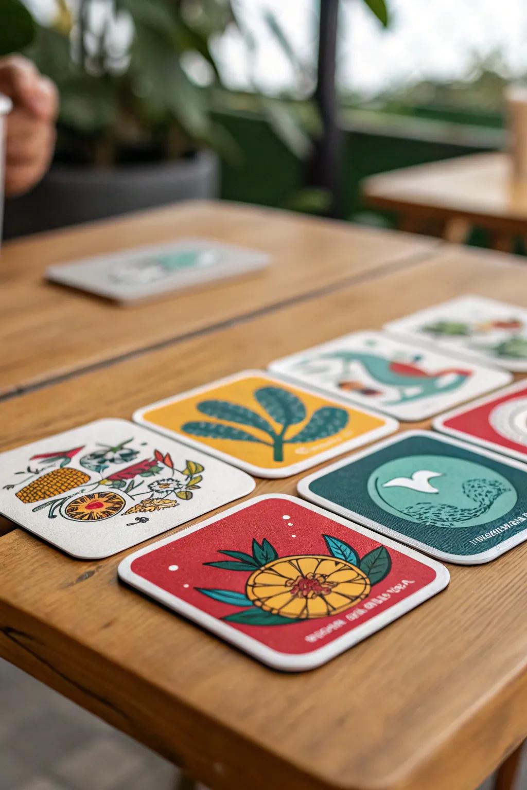 Combine function and fun with sticker coasters.