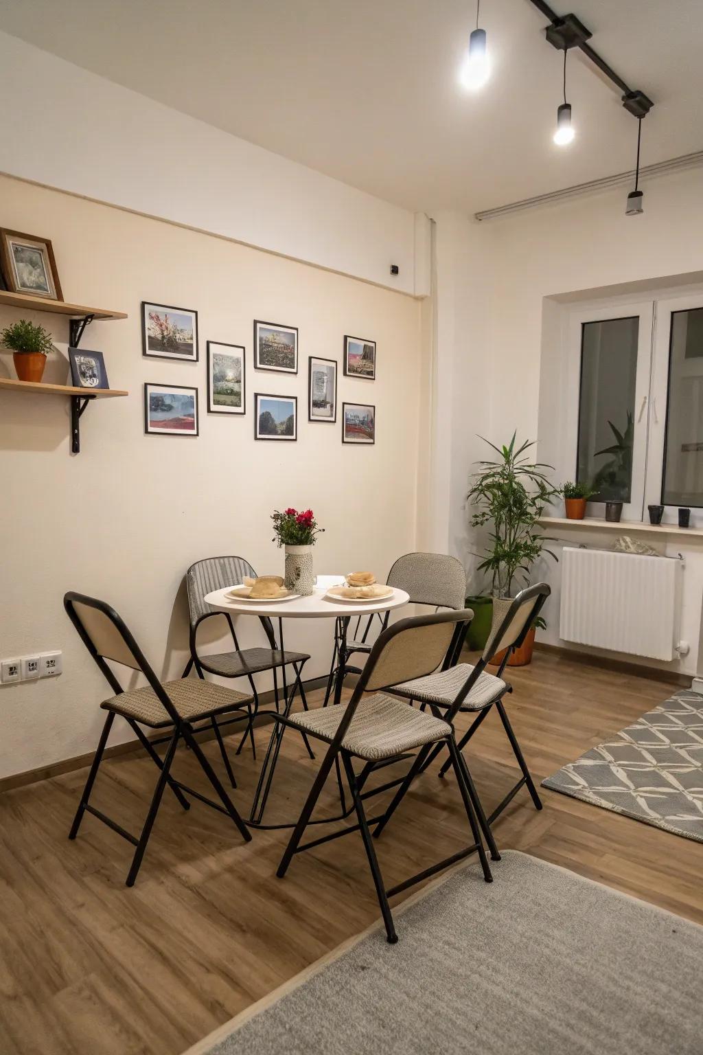 Stackable chairs provide versatility and space-saving benefits.