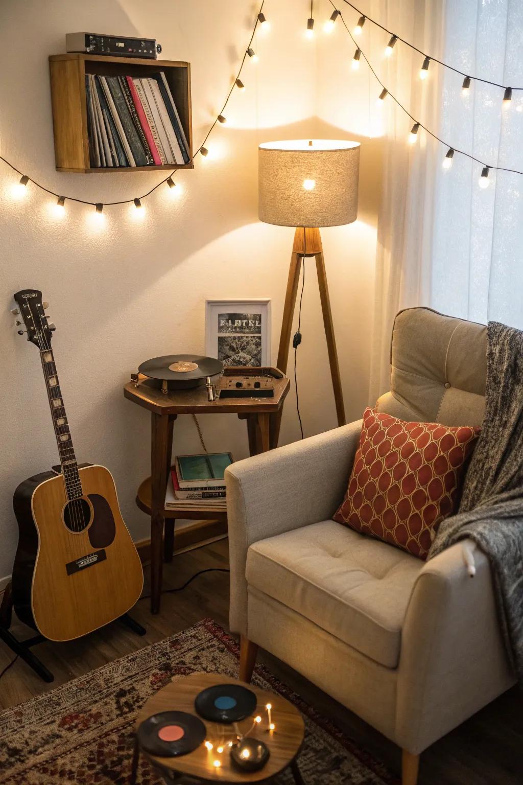 An audio corner with preferred rhythms elevates the event's atmosphere.