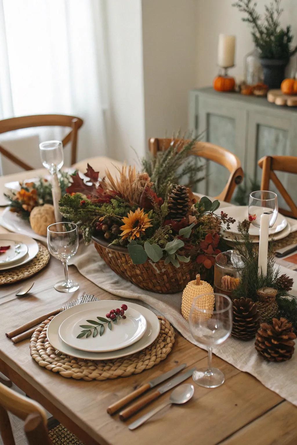 A DIY centerpiece contributes a unique style to your Thanksgiving table.