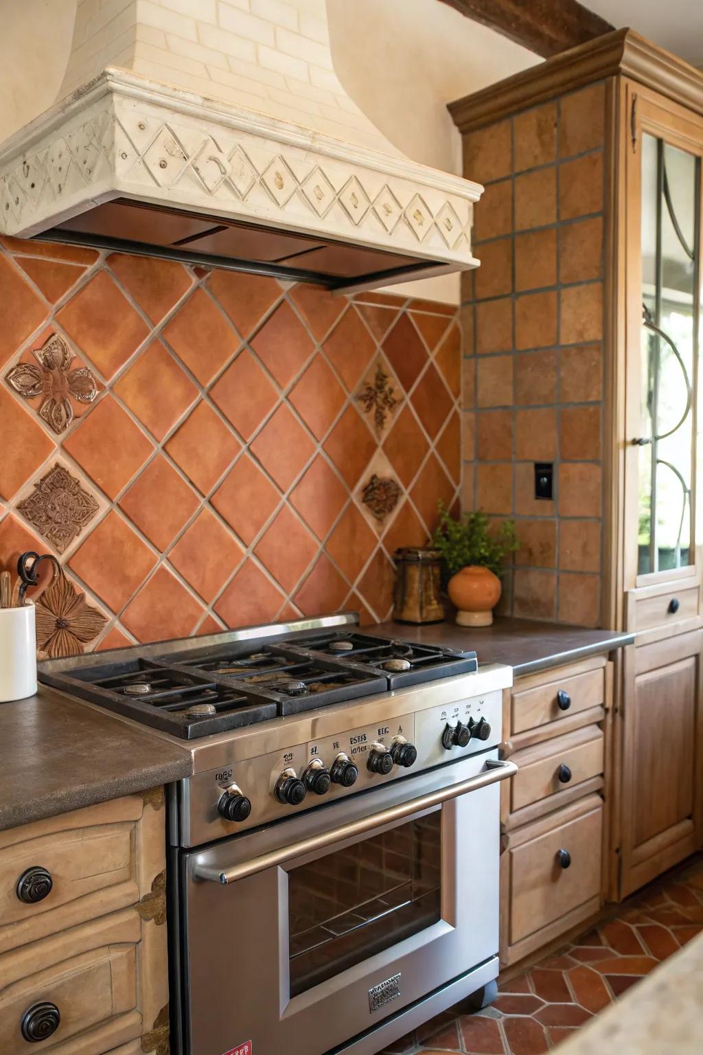 Terracotta panels exude warmth and an earthy charm.