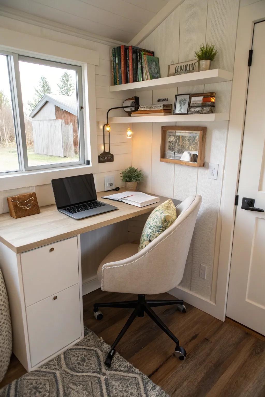 Efficient workspaces integrate seamlessly into tiny homes.