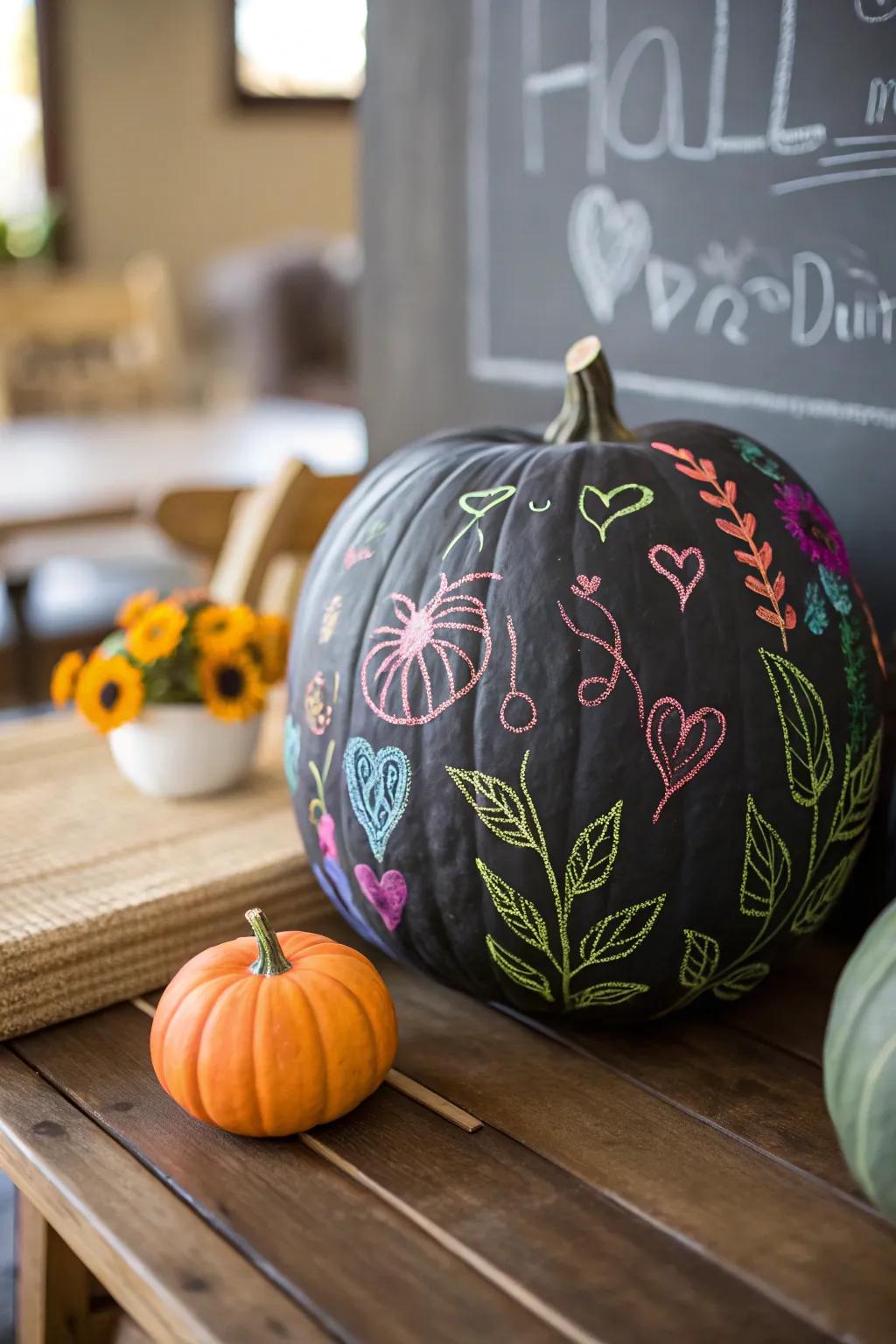 Create and recreate using chalkboard pumpkins.