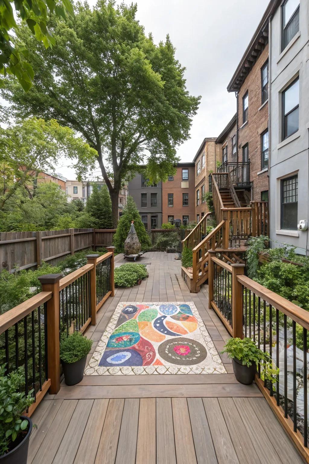 An art piece can inject individuality and intrigue into your outdoor space.