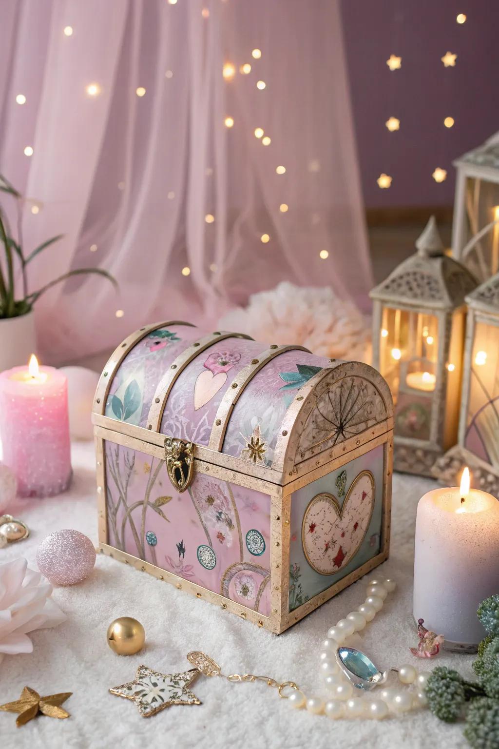 Magical designs turn your keepsake box into a fairy tale fun.