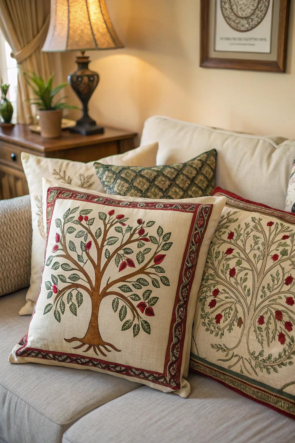 Arbor Vitae cushion covers bring comfort and style to a cozy sofa.