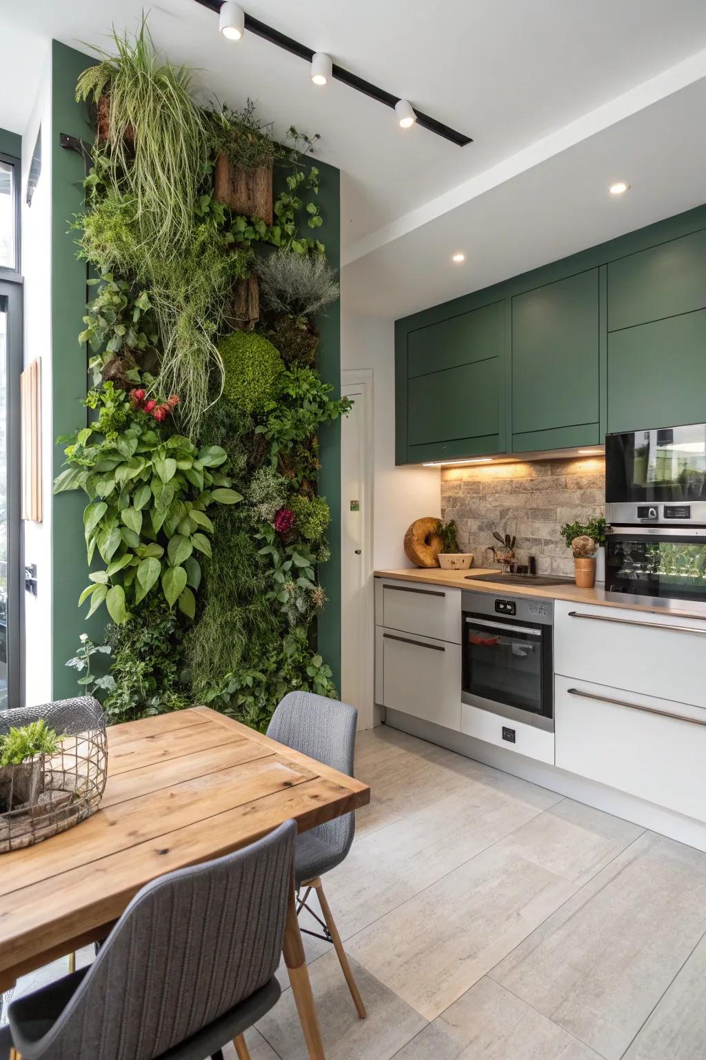 A rich wall garden makes a striking point.
