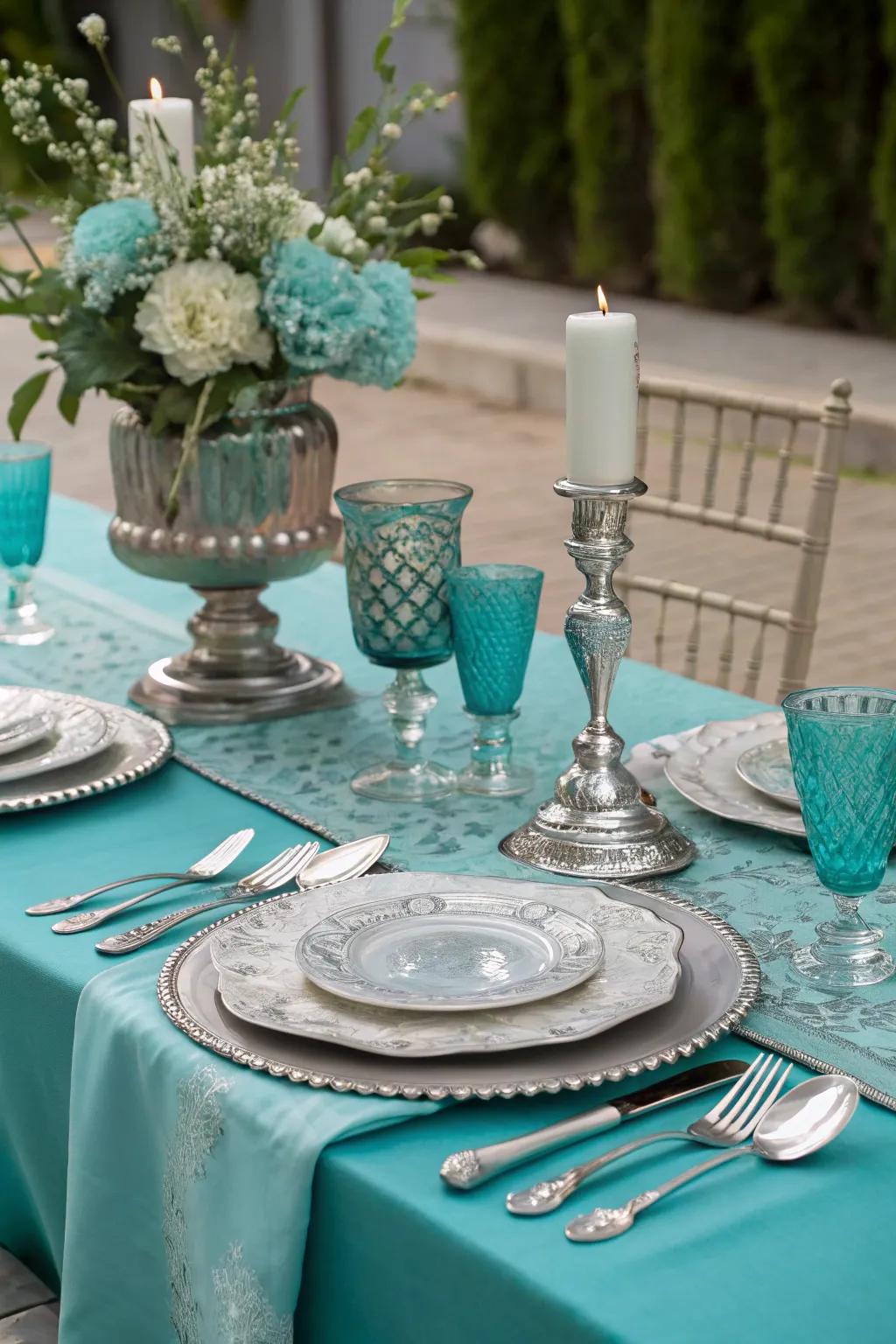 Turquoise and silver together provide a sophisticated and elegant visual.