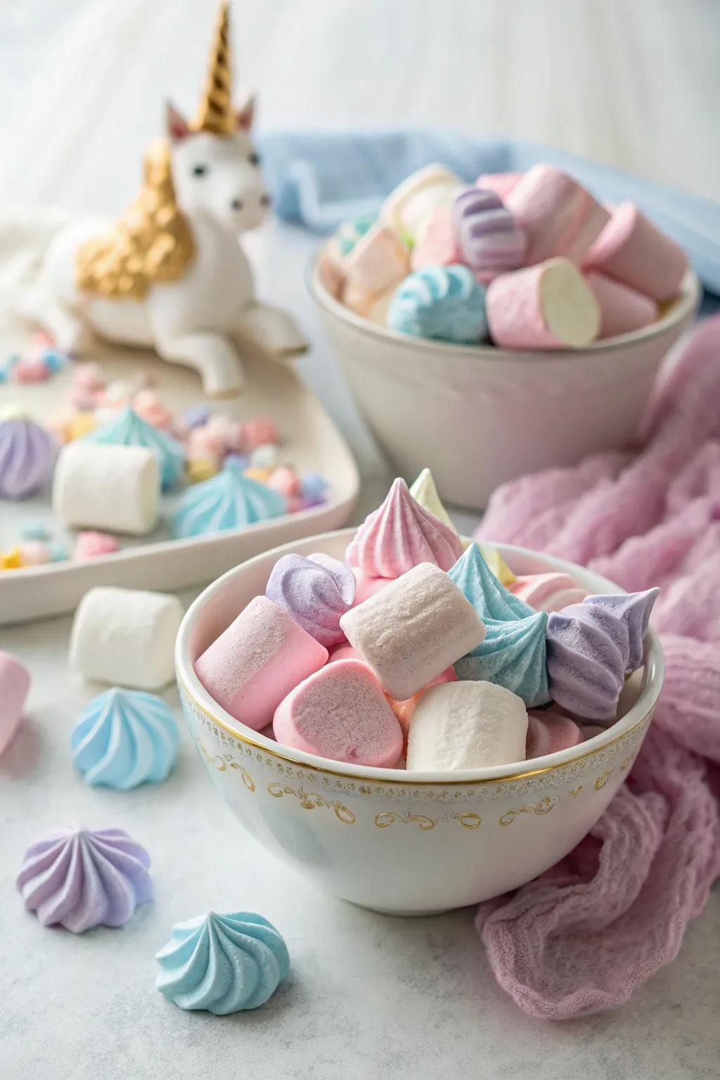 Sweet and fluffy unicorn puffs for a magical delicacy.