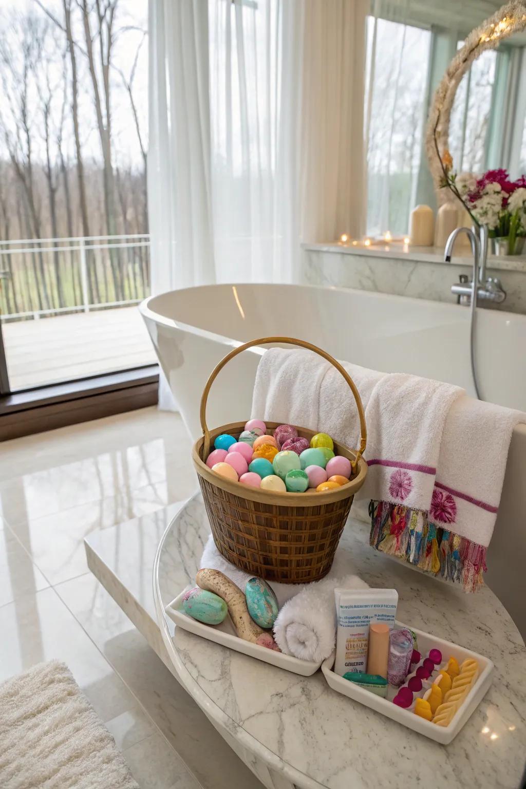 A spa day basket designed for ultimate relaxation.