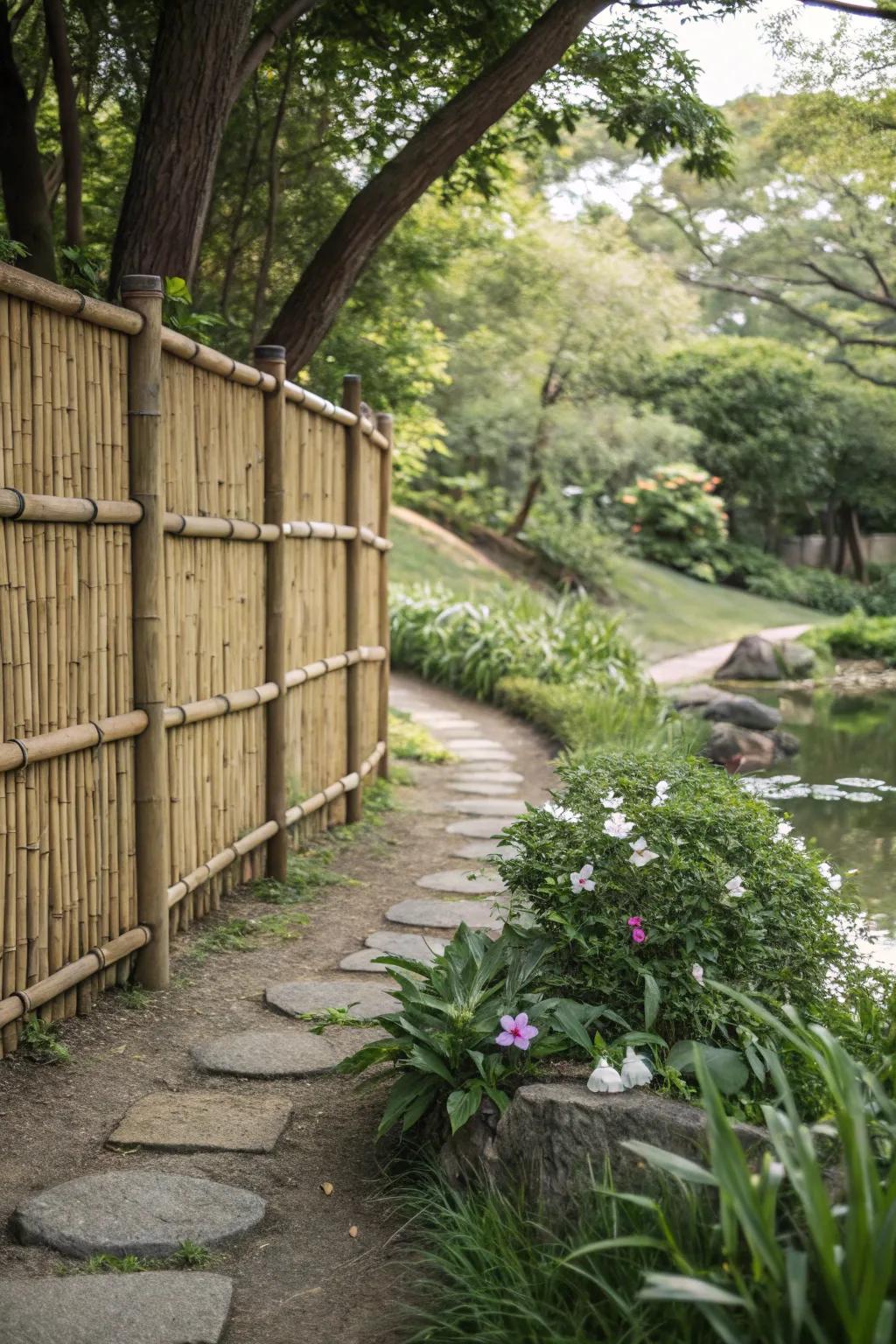 Cane fences offer both sustainability and style.