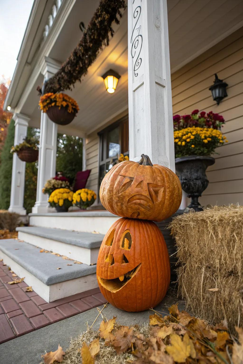 An upside-down pumpkin generating a surprising and humorous appearance.