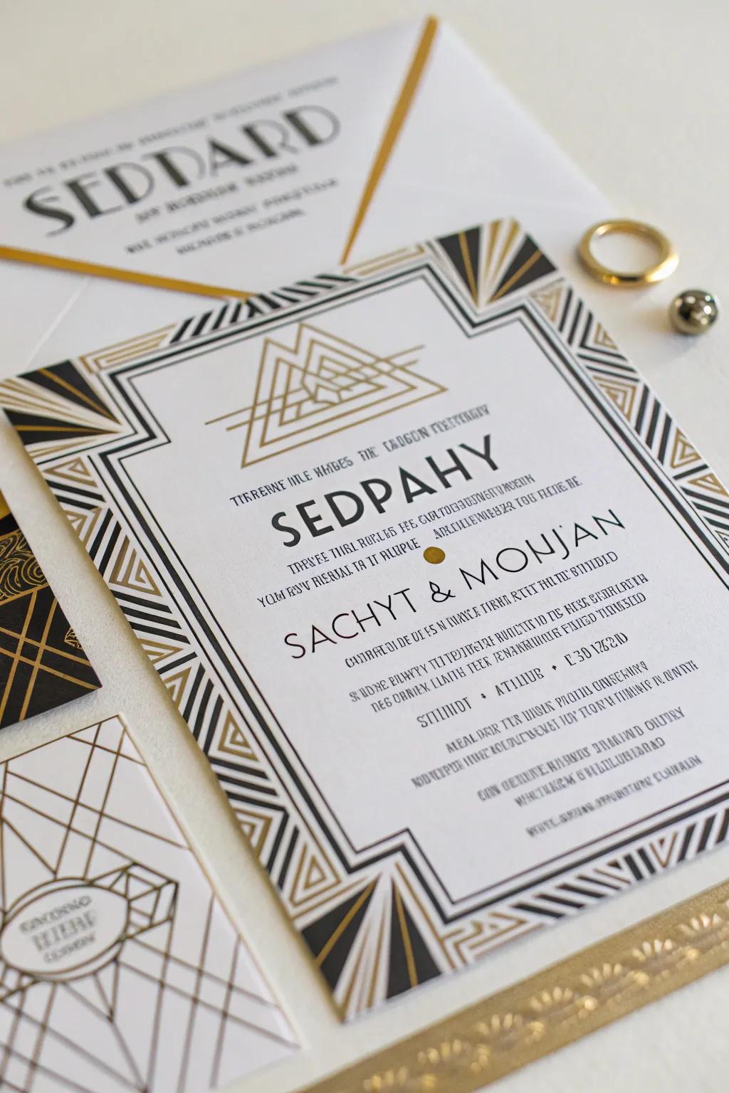 Roaring '20s designs evoke a sense of glamour and sophistication.