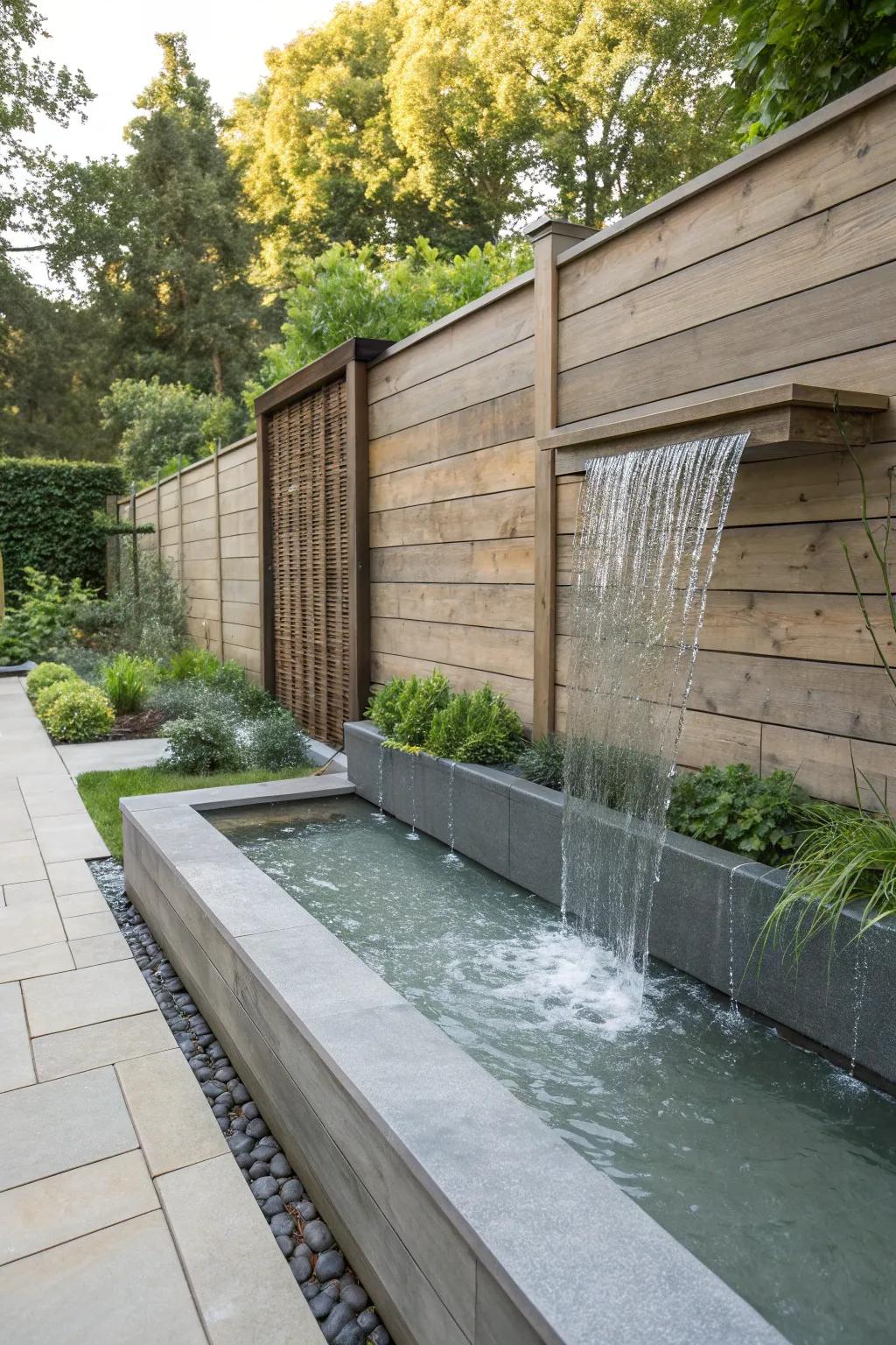 Water facades turn fences into stunning focal points.