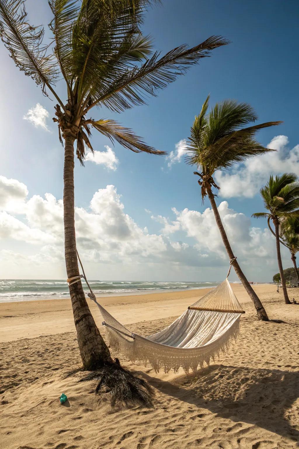 A hammock on a sand base is extra comfortable.