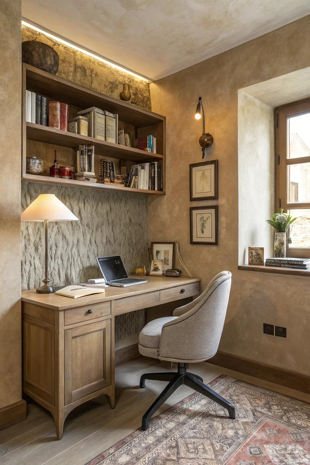 Get inspired with a sophisticated study nook using Plaster Finishing Set.