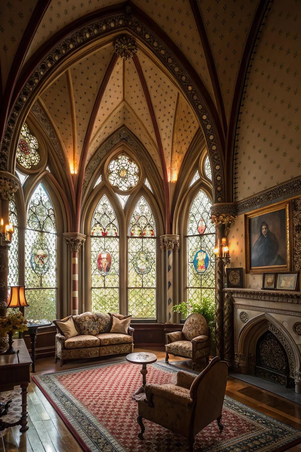 Gothic design aspects offer dramatic elegance.