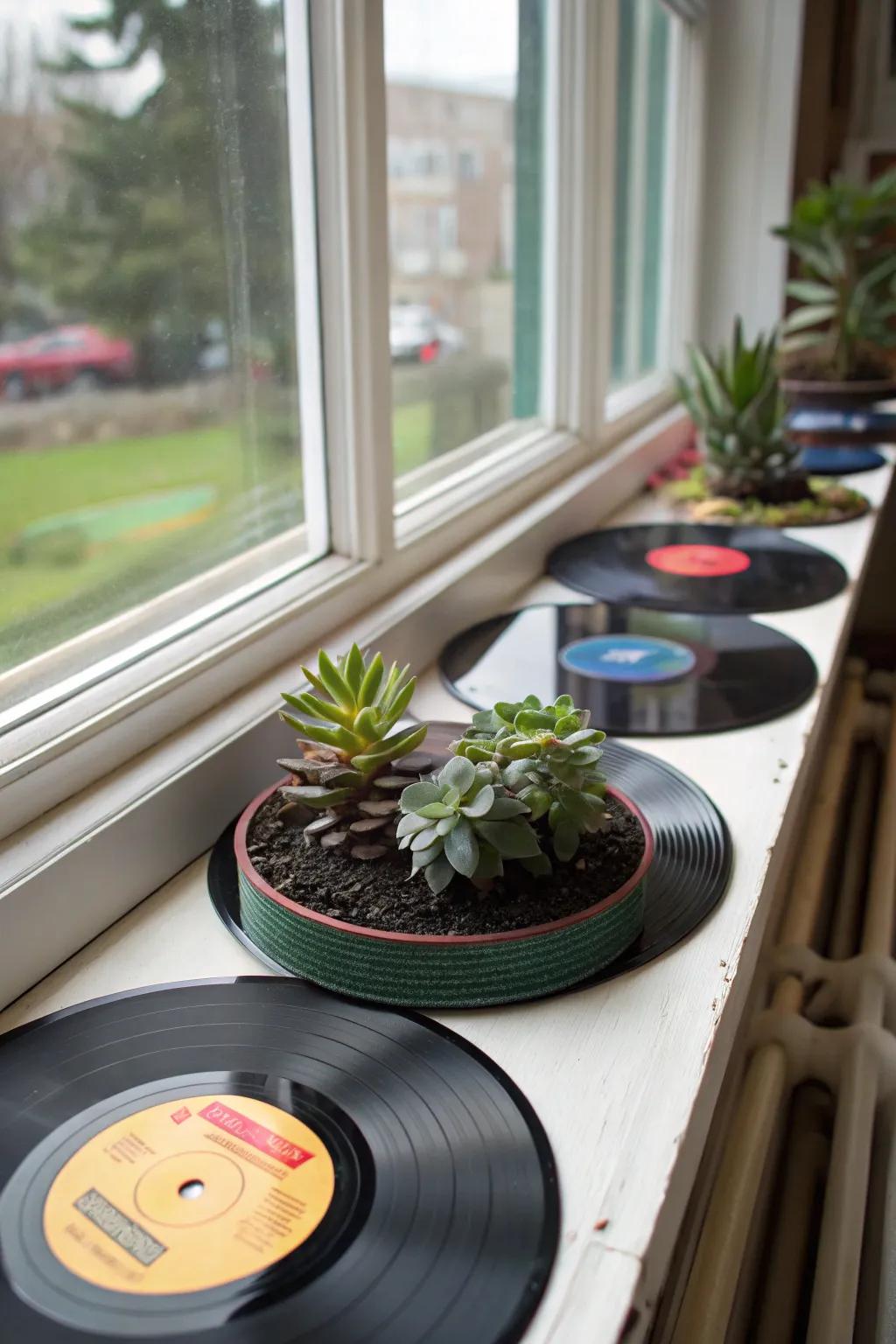 Present greenery with unique vinyl circle gardens.