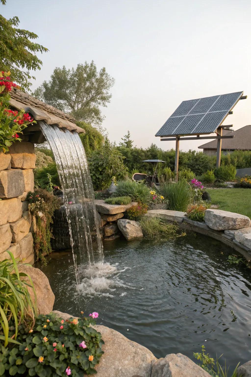 Harness solar energy with a solar waterfall.