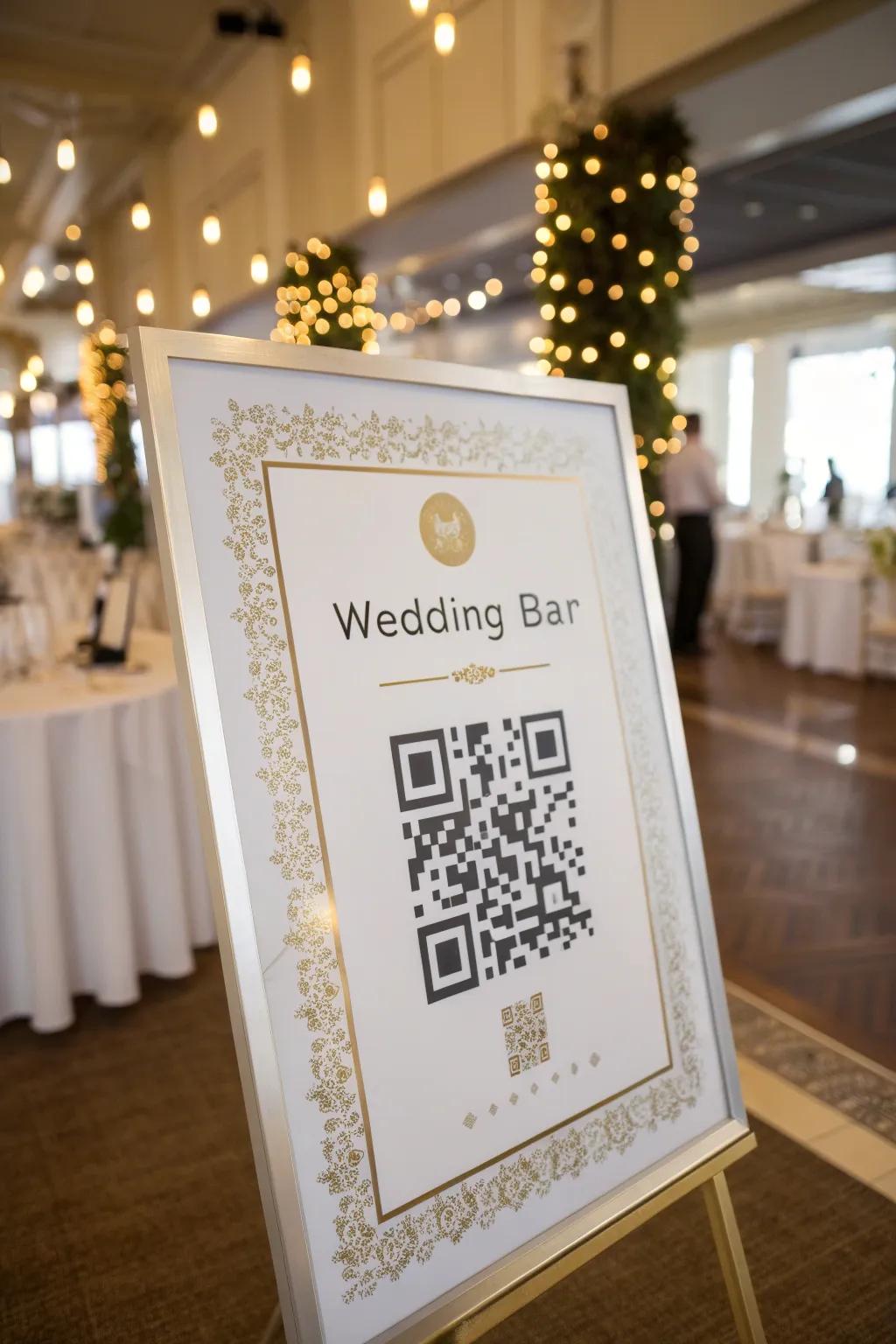 A modern bar sign with a digital scan for digital menus.