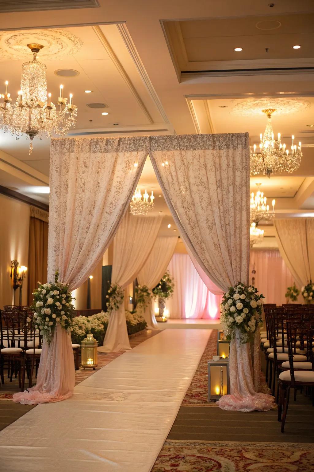 Textile dividers create intimate and sophisticated spaces.