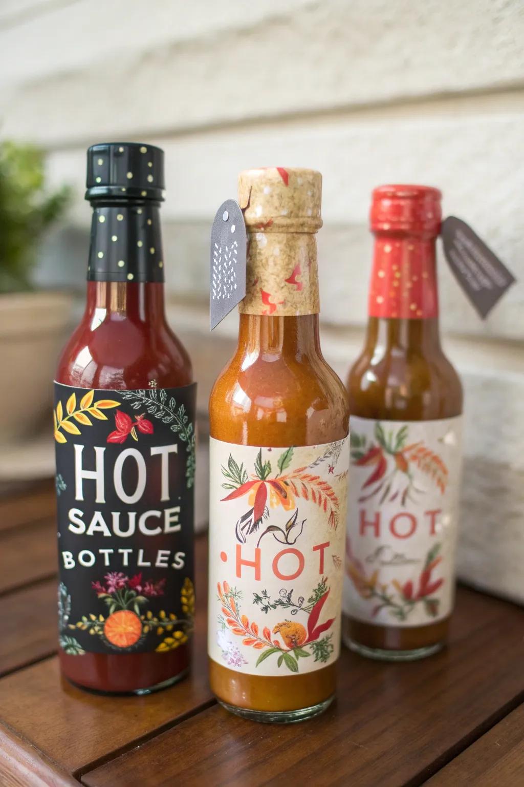 Bespoke hot condiment bottles to append a piquant accent to your wedding tokens