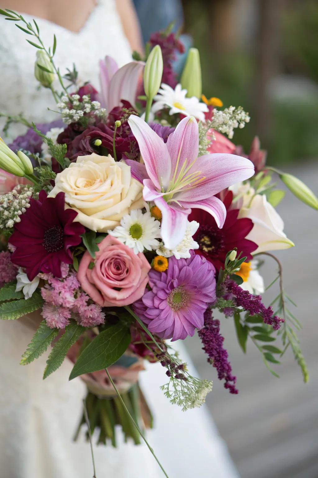A personalized arrangement featuring a mix of different flowers and colors.
