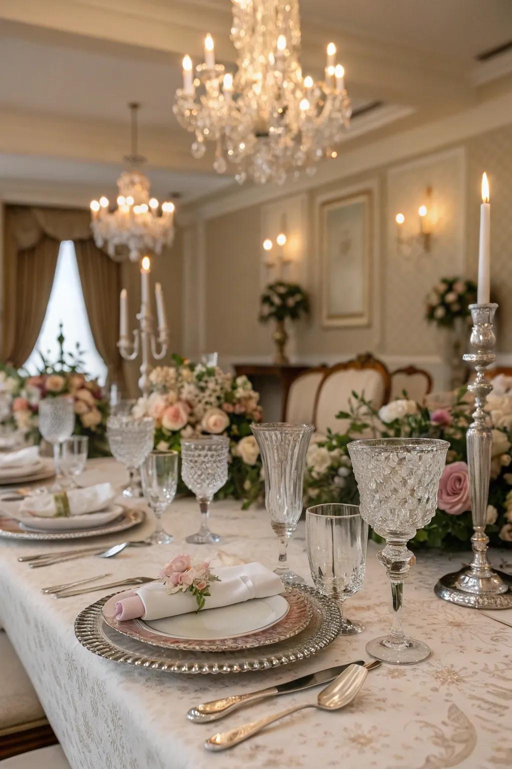 Classic drinkware adds a nostalgic touch to wedding decor.