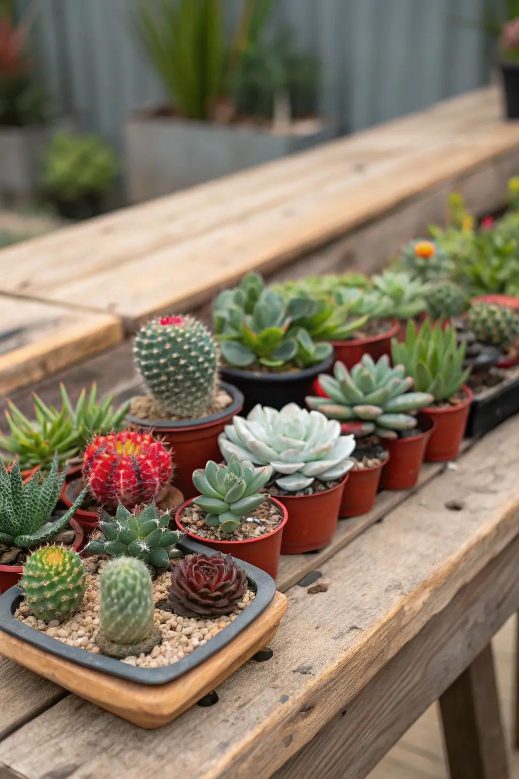 Thornless cacti and fleshy plants add a touch of southwestern charm.