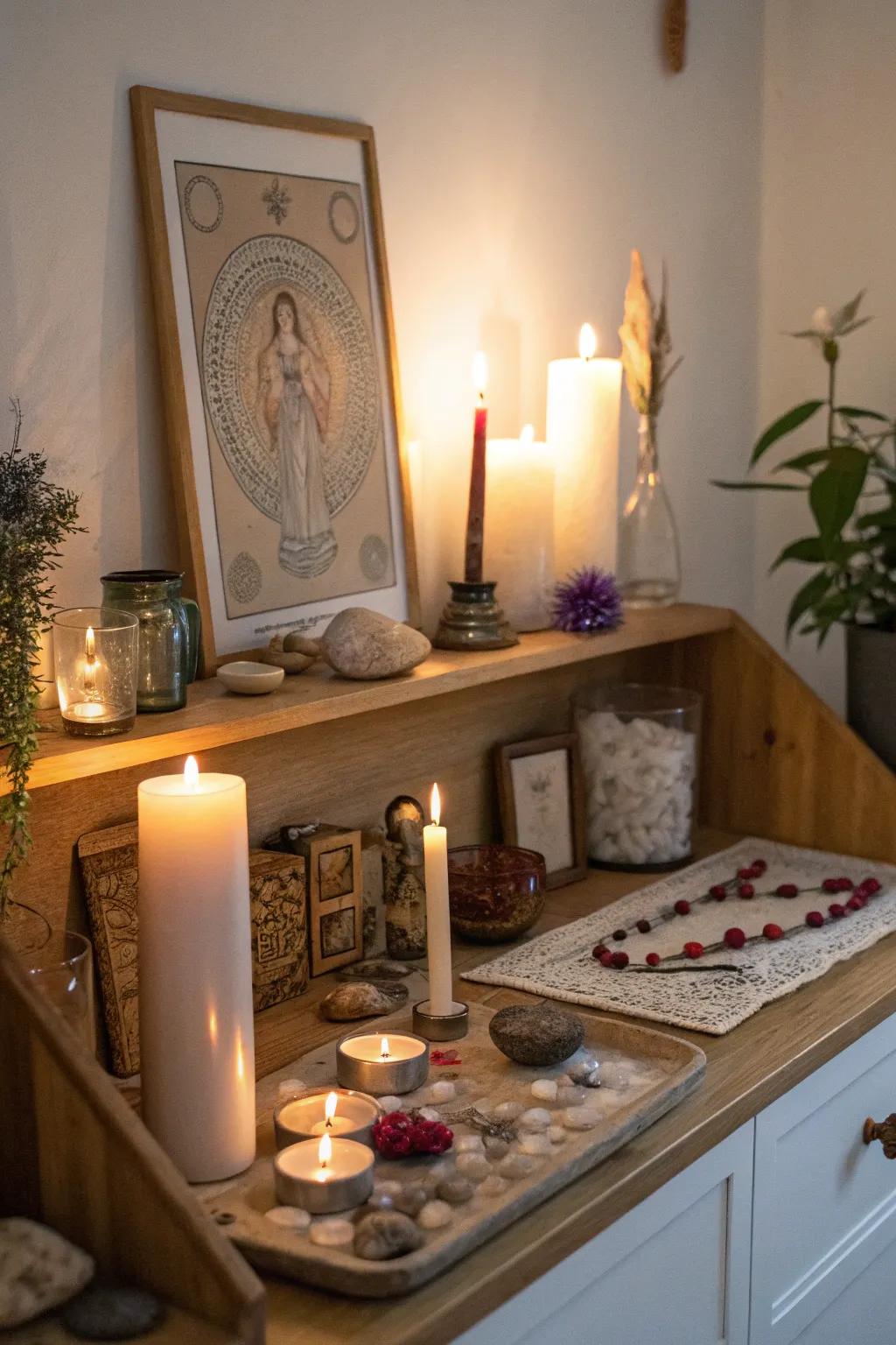 A personal sacred space for meditation and spellwork.