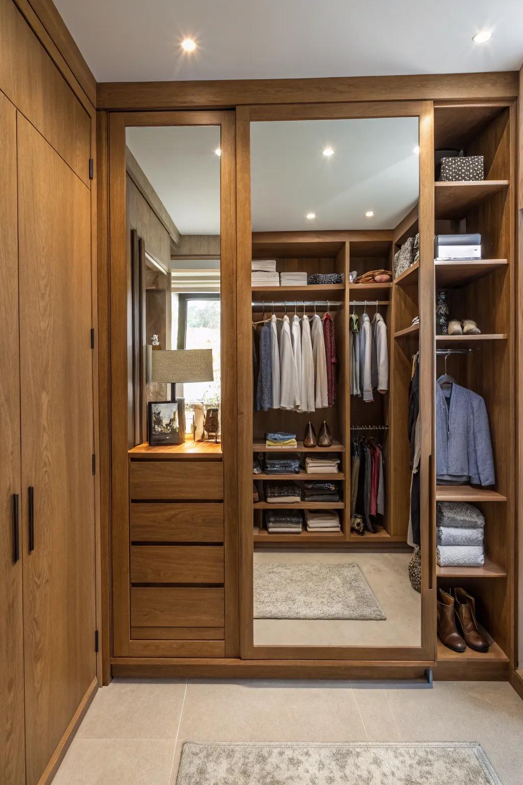 A full-size mirror enriches your closet experience.