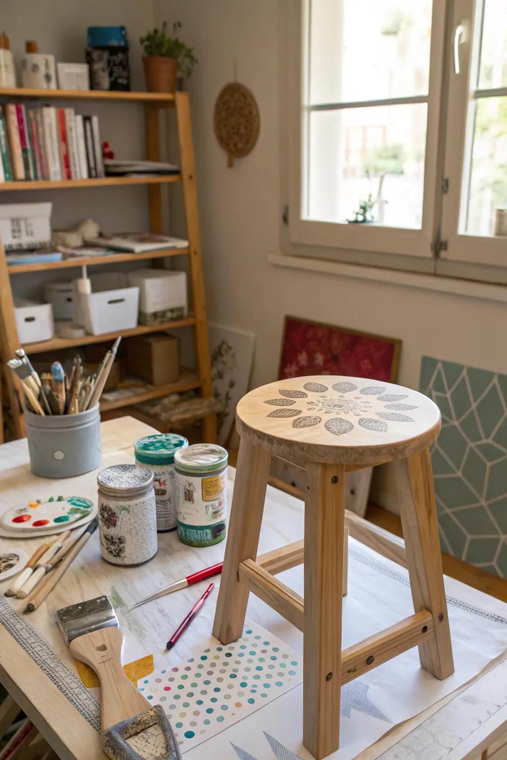 A DIY wooden stool project allows for personalized creativity.