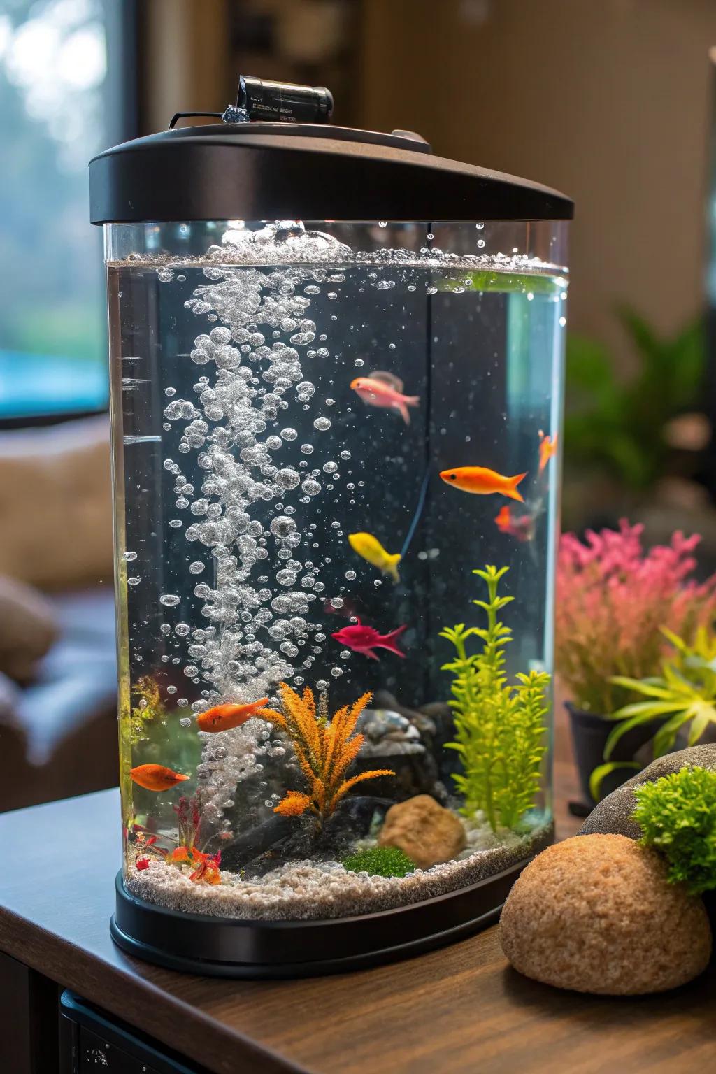 Interactive attributes incorporate motion and thrill to your aquarium.