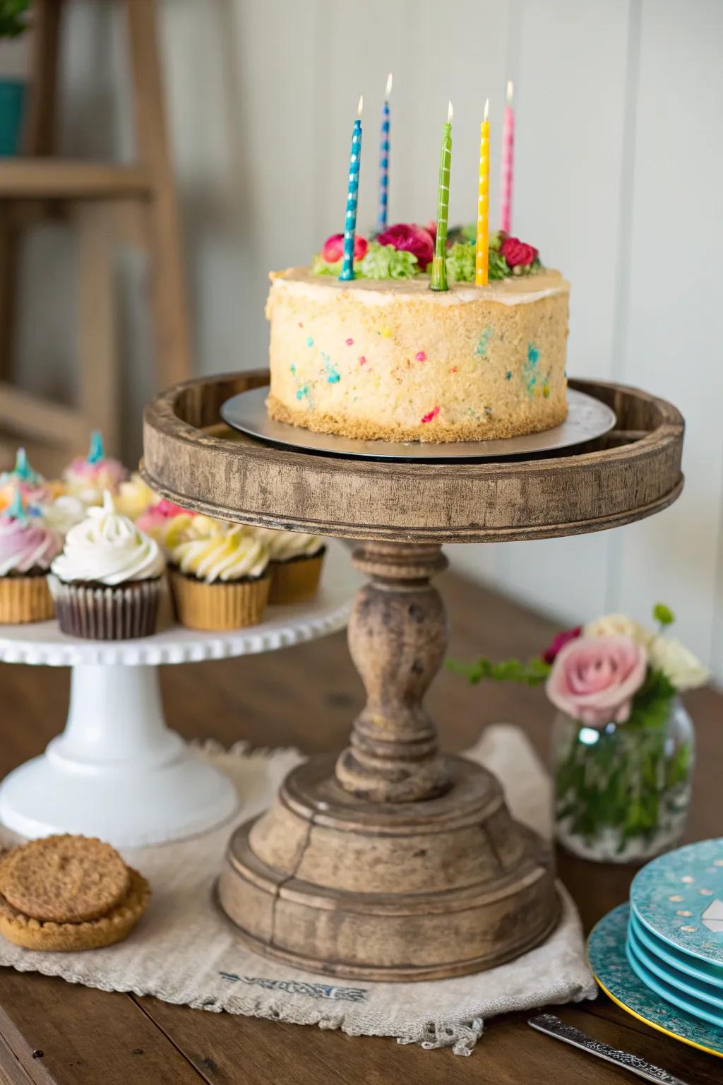Showcase your cake with a creatively crafted stand.