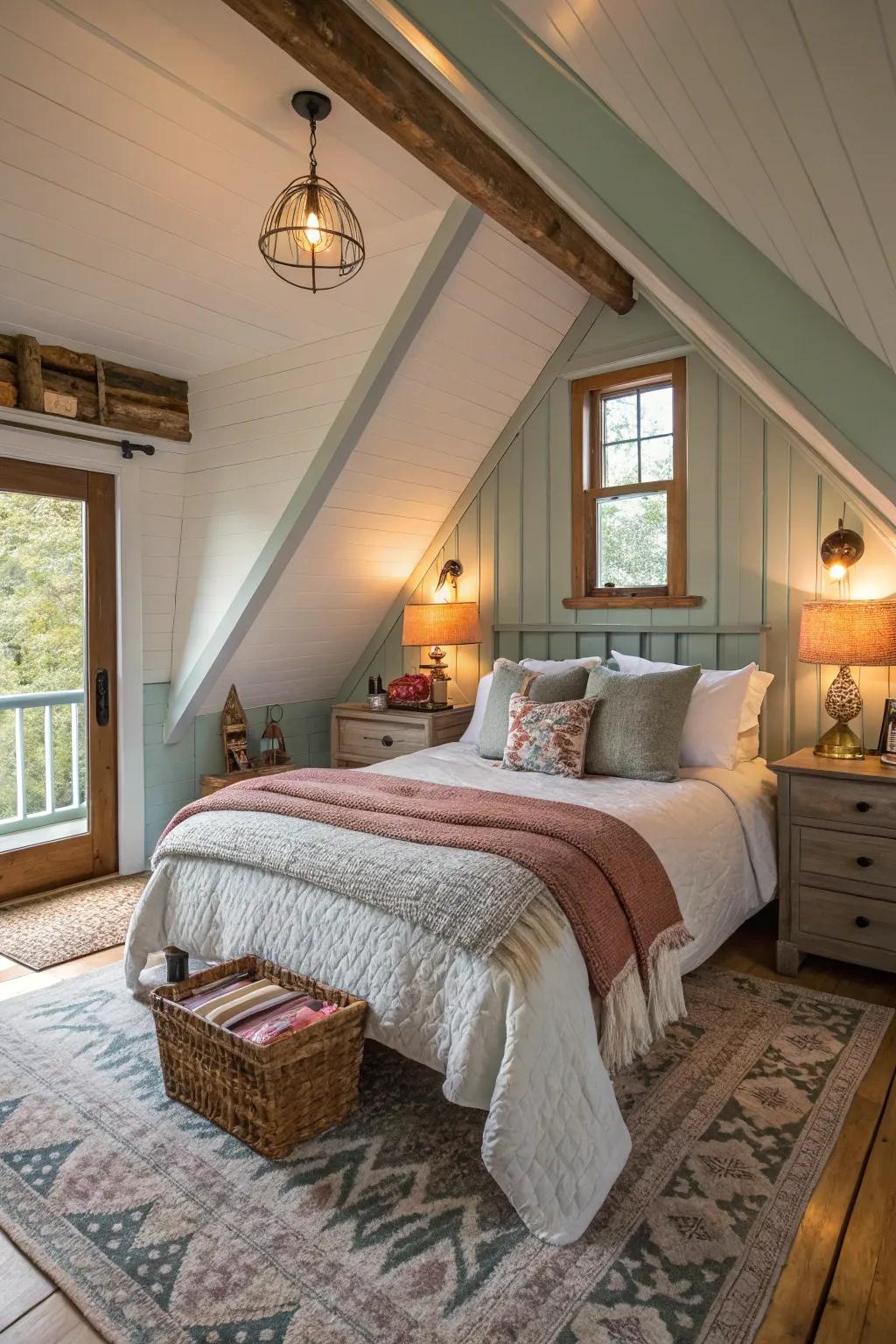 Charming guest quarters within your attic offers a warm welcome.