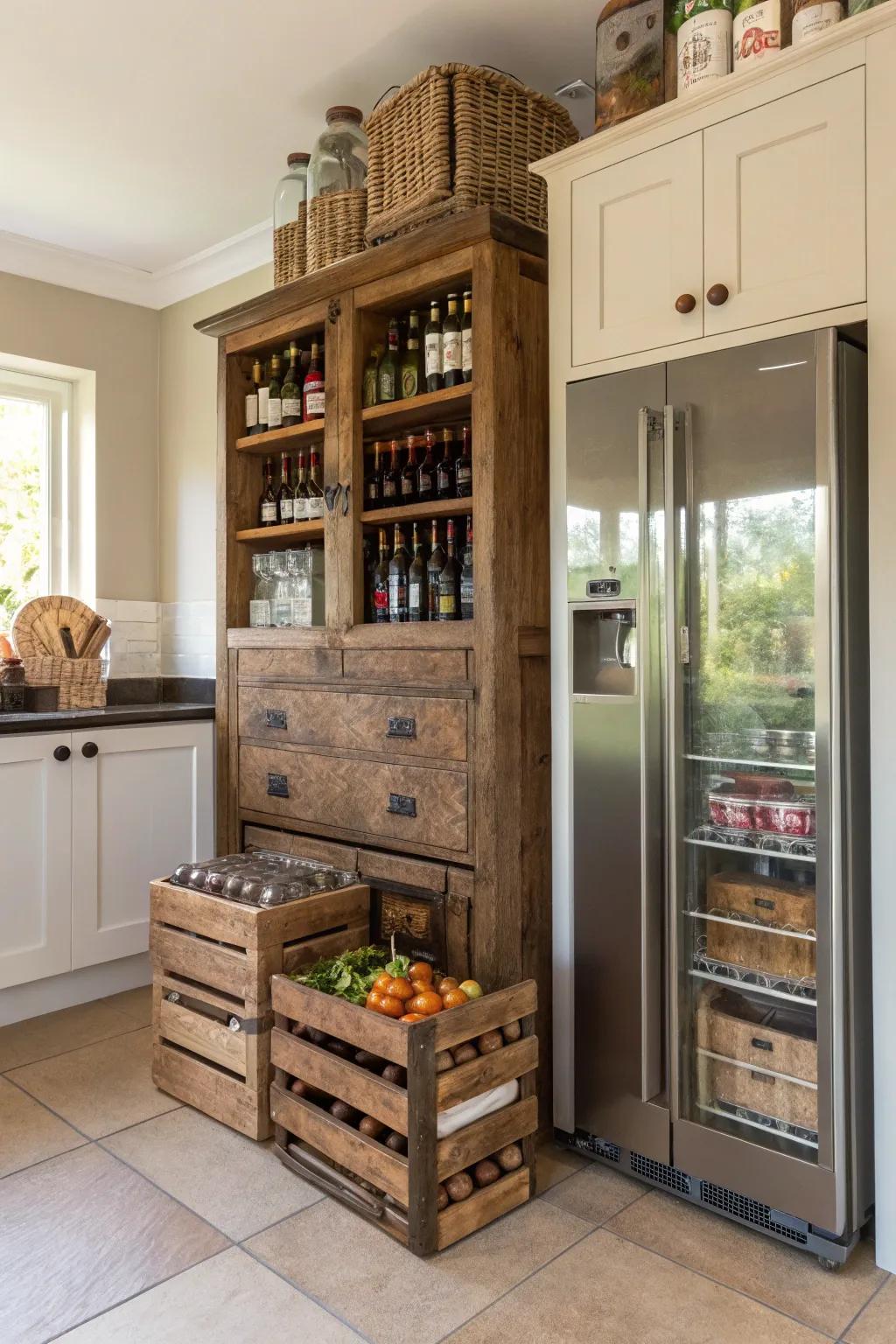 A beverage station adds a touch of elegance to your kitchen storage solutions.