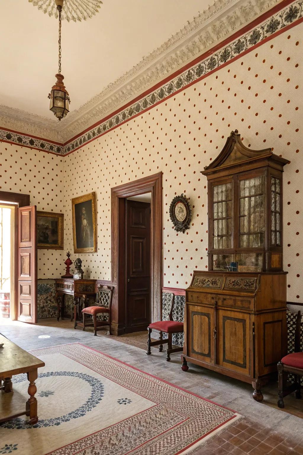 Texture techniques introducing texture and historical flair to a room.