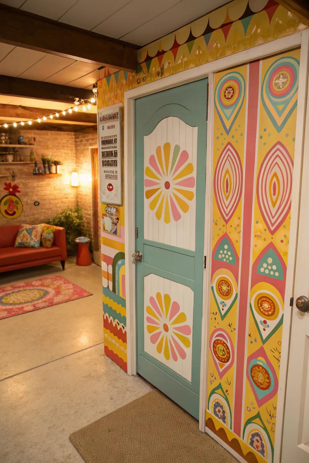 A vintage-styled door that brings back the fun and nostalgia of bygone decades.