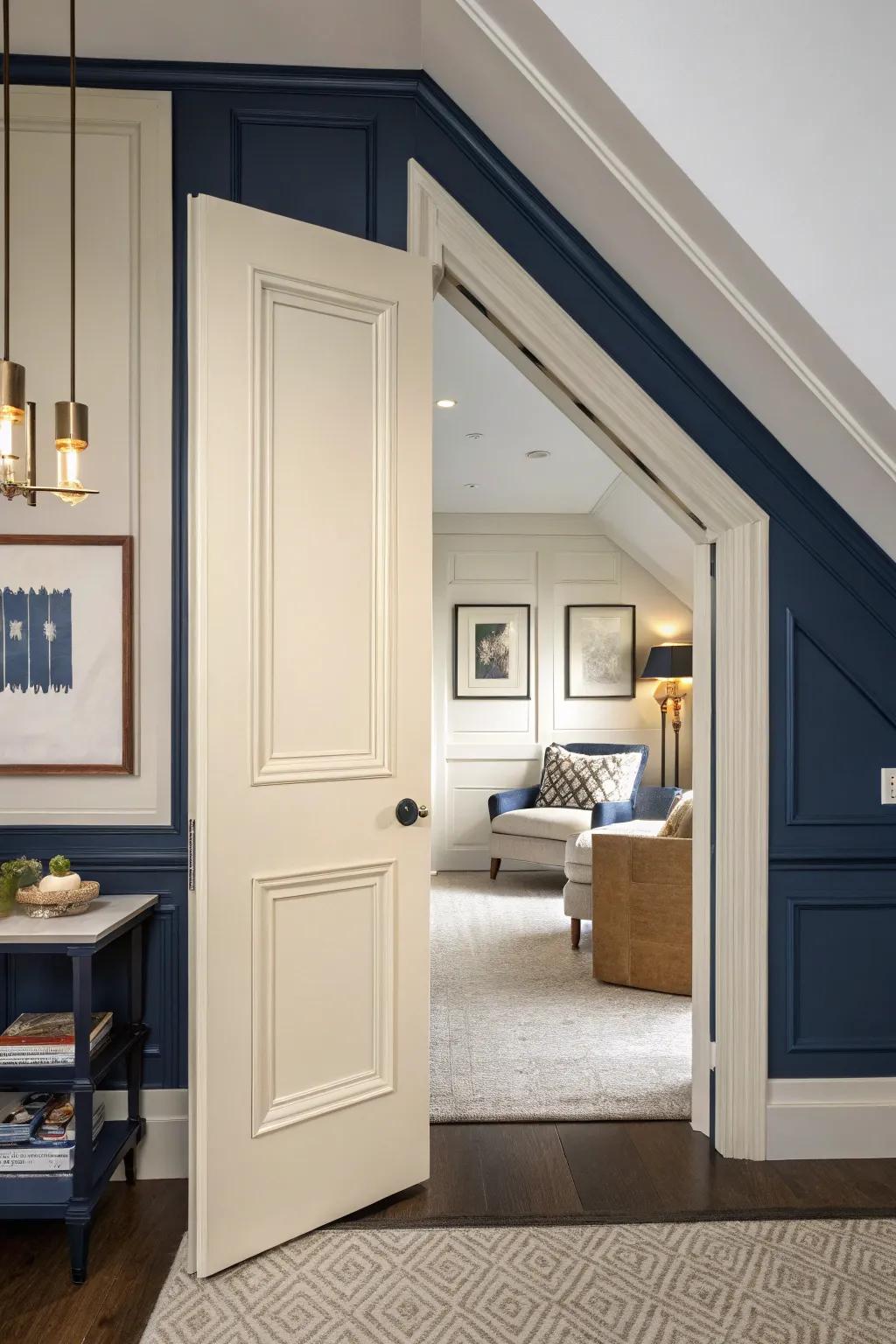 Dueling trim creates visual interest.