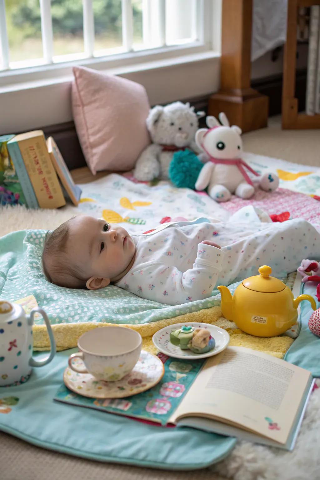 Inventive scenes inject narration into monthly photographs.