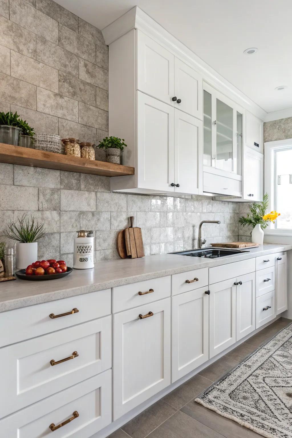 Aggregate tiles offer a contemporary, metropolitan vibe.