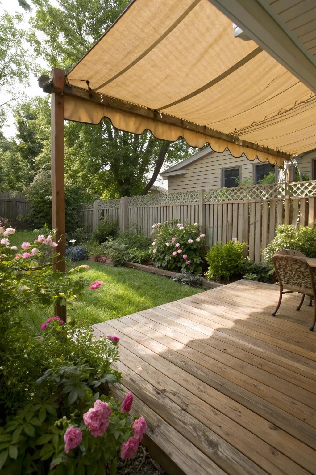 Appreciate the rustic charm of cedar awnings.
