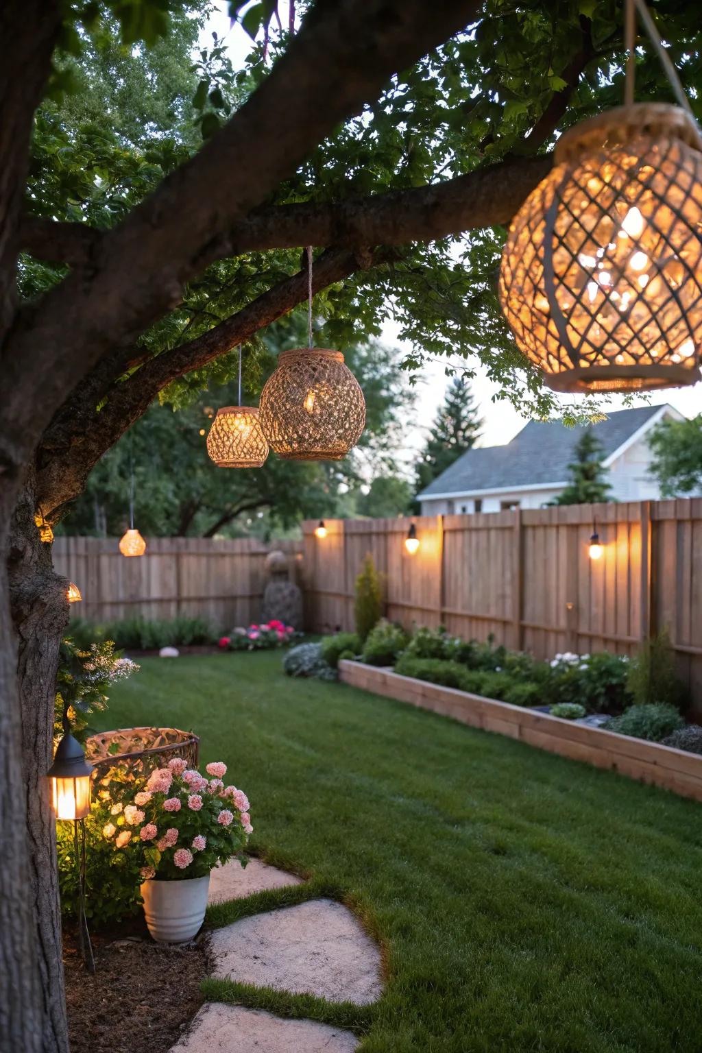 Rattan lanterns bring texture and warmth to your outdoor decor.