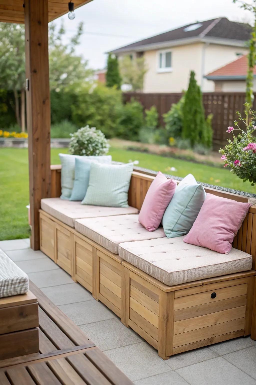 Built-in seating provides functionality and space-saving solutions.