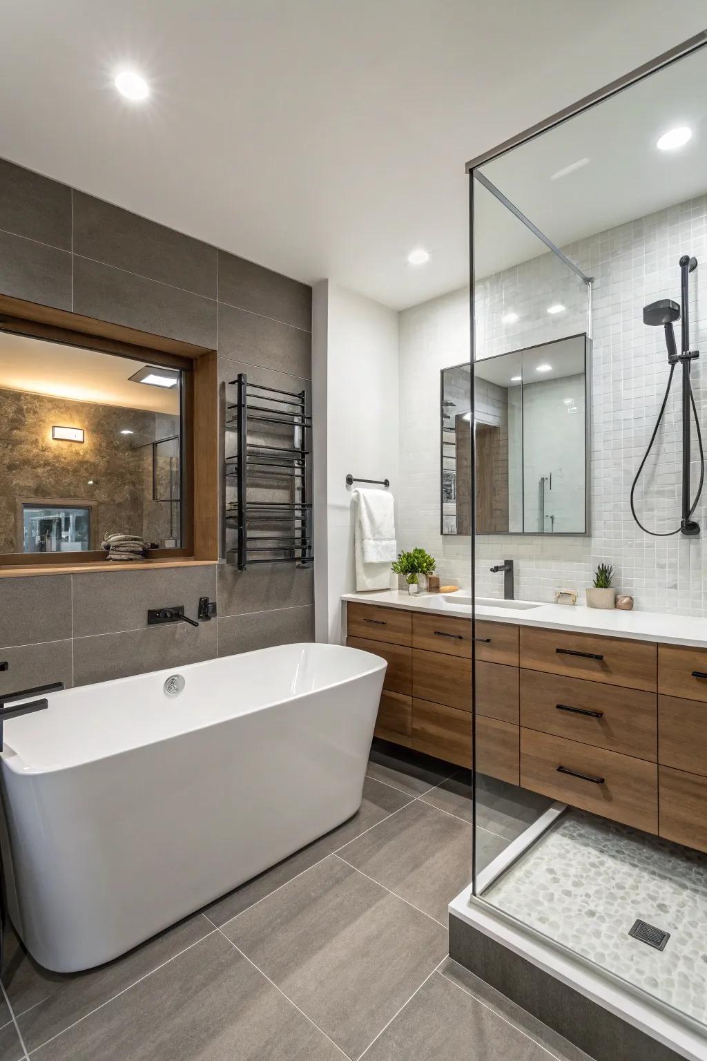 Maximize space with a combined tub and shower design.